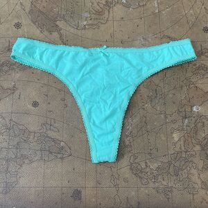 Splendies Thong Panties.  XL.   NWT.  Cotton.  Mesh polka dot. Turquoise Green.